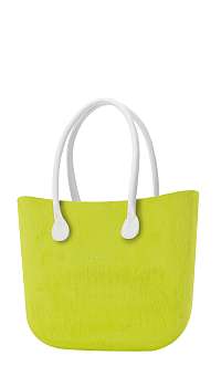 O bag kabelka Brush Lime s bielymi dlhými koženkovými rúčkami