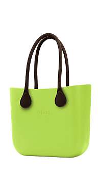 O bag kabelka Green Apple/Mela s hnedými dlhými koženkovými rúčkami