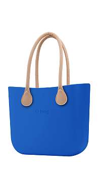 O bag  kabelka Imperial Blue s dlhými koženkovými rúčkami natural