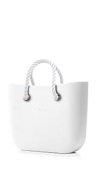 O bag kabelka MINI Bianco s bielymi krátkymi povrazmi