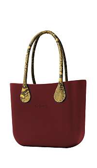 O bag kabelka MINI Bordeaux s dlhými žltými koženkovými rúčkami Snake