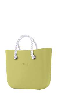 O bag kabelka MINI Celery Green s bielymi krátkymi povrazmi