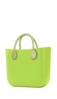 O bag kabelka MINI Green Apple/Mela s krátkymi koženkovými limetkovými rúčkami