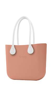 O bag kabelka MINI Rouge/Phard s bielymi dlhými koženkovými rúčkami