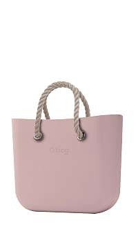 O bag kabelka MINI Smoke Pink s povrazovými rúčkami natural 