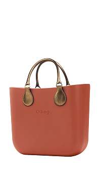 O bag kabelka MINI Terracotta s krátkymi koženkovými rúčkami Bronzo