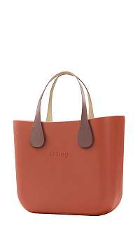 O bag kabelka MINI Terracotta s krátkymi koženkovými rúčkami Extra Slim Phard