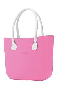 O bag kabelka Pink s bielymi dlhými koženkovými rúčkami