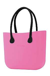 O bag kabelka Pink s čiernymi dlhými koženkovými rúčkami