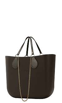 O bag  kabelka Testa di Moro s řetízkovými držadly a khaki koženkou