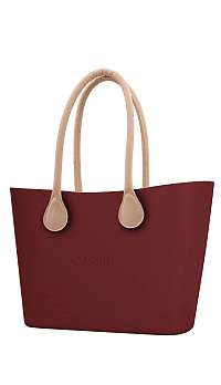 O bag  kabelka Urban Ruby Red s dlhými koženkovými rúčkami natural