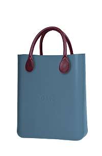 O bag  modré kabelka O Chic Carta Zucchero s bordovými krátkymi koženkovými držadlami