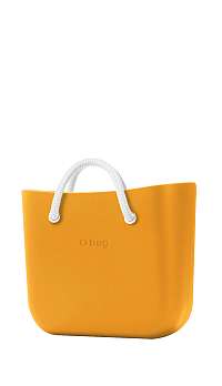 O bag  oranžová kabelka MINI Becco Doca s bielymi krátkymi lanovými rúčkami Latte