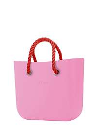 O bag  ružová kabelka MINI Pink s červenými krátkymi povrazmi