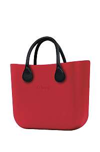 O bag  ružové kabelka MINI Ciliegia s čiernymi krátkymi koženkovými rúčkami