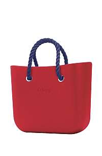 O bag  ružové kabelka MINI Ciliegia s tmavo modrými krátkymi povrazmi
