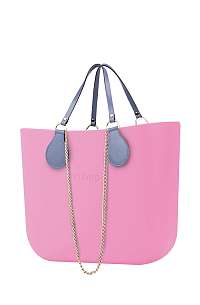 O bag kabelka MINI Pink s retiazkovou rúčkou a modrou koženkou