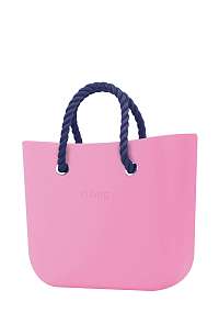 O bag  ružové kabelka MINI Pink s tmavo modrými krátkymi povrazmi