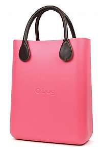 O bag ružová kabelka O Chic Amaranto s hnedými krátkymi koženkovými rúčkami