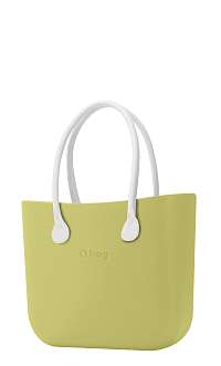 O bag kabelka Celery Green s bielymi dlhými koženkovými rúčkami