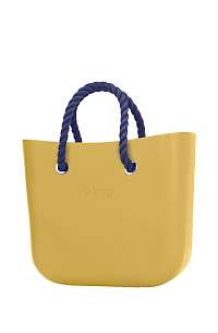 O bag  žlté kabelka MINI Curry s tmavo modrými krátkymi povrazmi