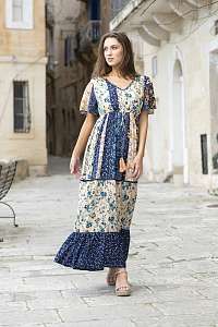 Orientique farebné maxi kvetované šaty Toledo