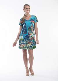 Orientique modré šaty Tunics Slub Bike