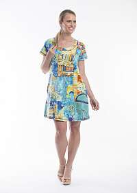 Orientique modré šaty Tunics Slub Persian Door