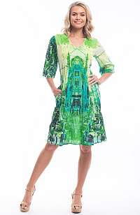 Orientique zelené letné šaty Street Green s farebnými motívmi