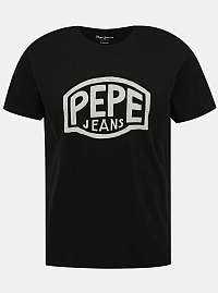 Pepe Jeans čierne pánske tričko Earnest s potlačou