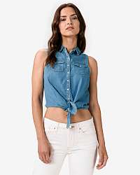 Pepe Jeans Wave Crop top Modrá