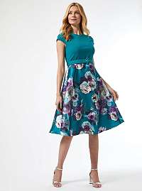 Petrolejové kvetované šaty Dorothy Perkins