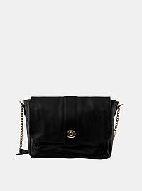 Pieces čierne kožená crossbody kabelka Luna