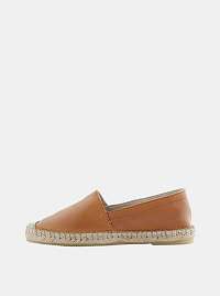 Pieces hnedé kožené espadrilky Katie