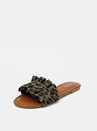 Pieces khaki semišové šľapky Nola