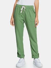 Roxy zelené ľanové nohavice