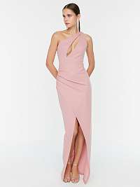 ružové šaty s rozparkom Trendyol