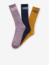 Sada troch párov ponožiek vo svetlo fialovej, čiernej a horčicovej farbe VANS
