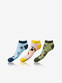 Sada troch párov unisex ponožiek v modrej, žltej a zelenej farbe Bellinda CRAZY IN-SHOE SOCKS 3x