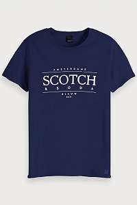 Scotch & Soda tmavomodré pánske tričko Amsterdam Blauw s logom - XL