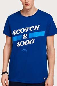 Scotch & Soda modré pánske tričko Logo Art - XXL