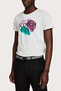 Scotch & Soda svetlo sivé pánske tričko Painted Artwork - XXL