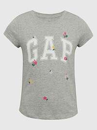 Šedé dievčenské kvetované tričko GAP