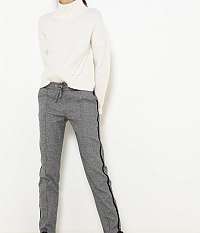 Šedé straight fit nohavice s pásom CAMAIEU