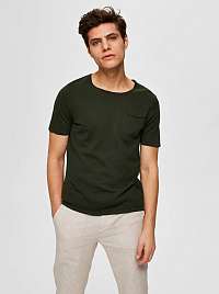Selected Homme khaki pánske basic tričko