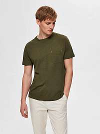 Selected Homme khaki pánske basic tričko Jared