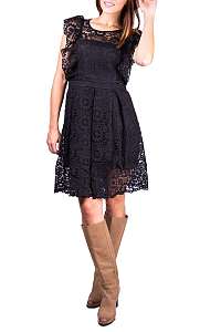 Simpo čierne čipkované šaty Boho Fall - L