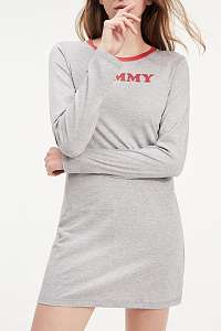 Tommy Hilfiger sivé domáce šaty Nightdress LS s dlhým rukávom - L