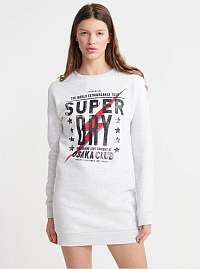 Svetlošedé mikinové šaty s potlačou Superdry