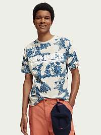 Svetlošedé pánske kvetované tričko Scotch & Soda